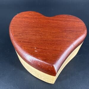 Heart Shaped Knock Box Maple & Bubinga Wood By Heartwood Creations Trinket